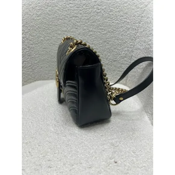 Gucci GG Marmont Small Matelassé Black Leather Shoulder Bag